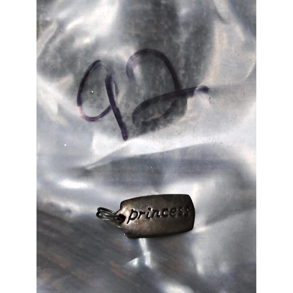 James Avery Princess Dog Tag Charm Sterling Silver Pendant Attached Jump Ring